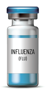 A picture of a Influenza (flu) vaccine bottle.